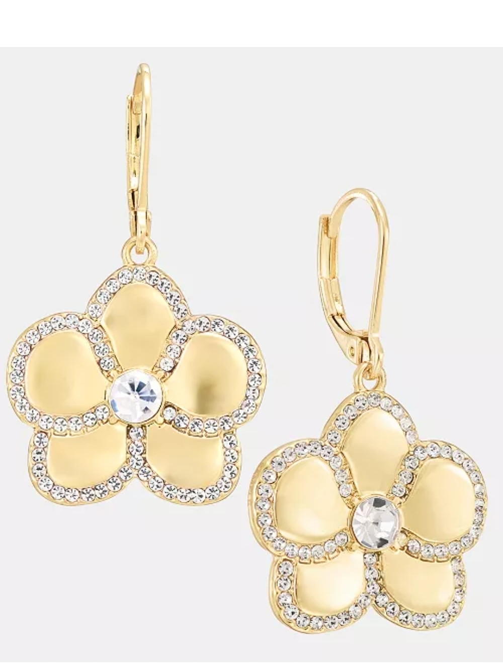 Karl Lagerfeld Gold Orchid And Crystal Drop Earrings - Picture 3 of 9